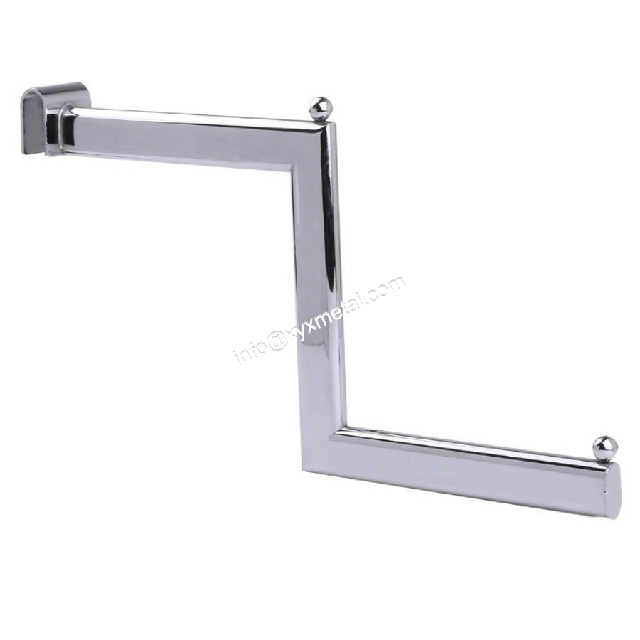 Chrome Tube Clothes Hanging Display Hangrail Hooks Step Arm