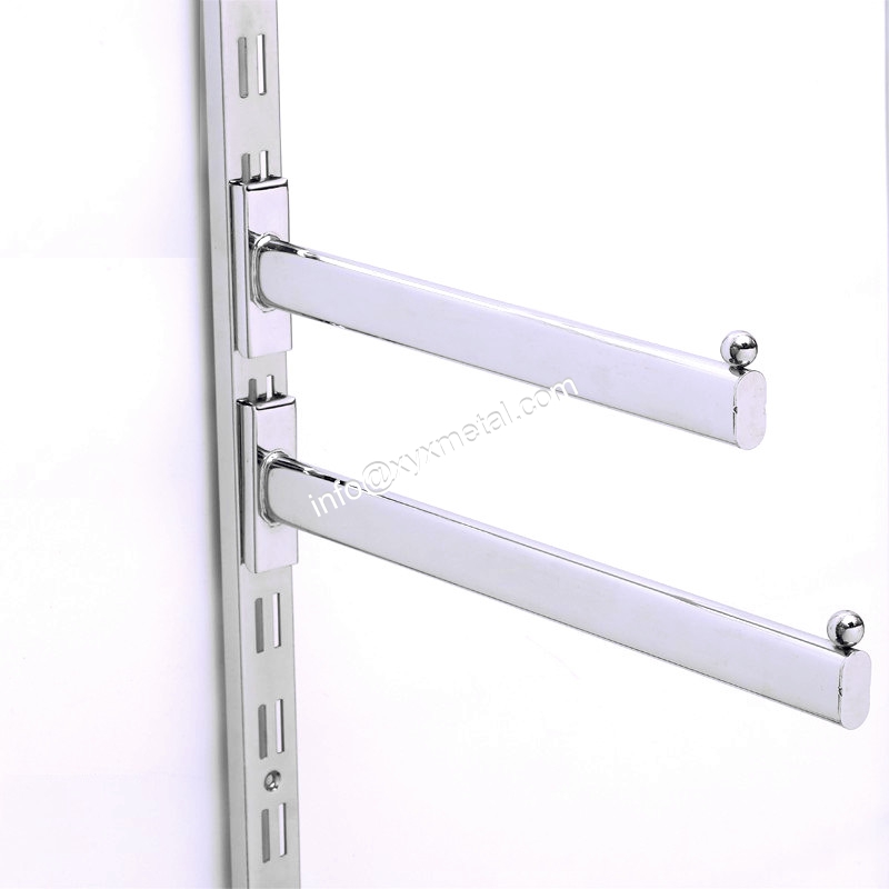 Straight Chrome Upright Post Slotted Channel Clothes Display Arm