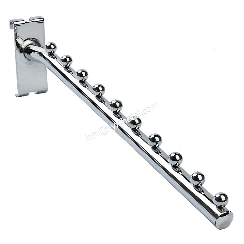Chrome Slanted Round Tube Clothing Display Gridwall Hangers