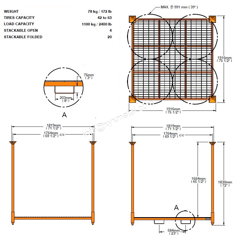 specification of tire rack