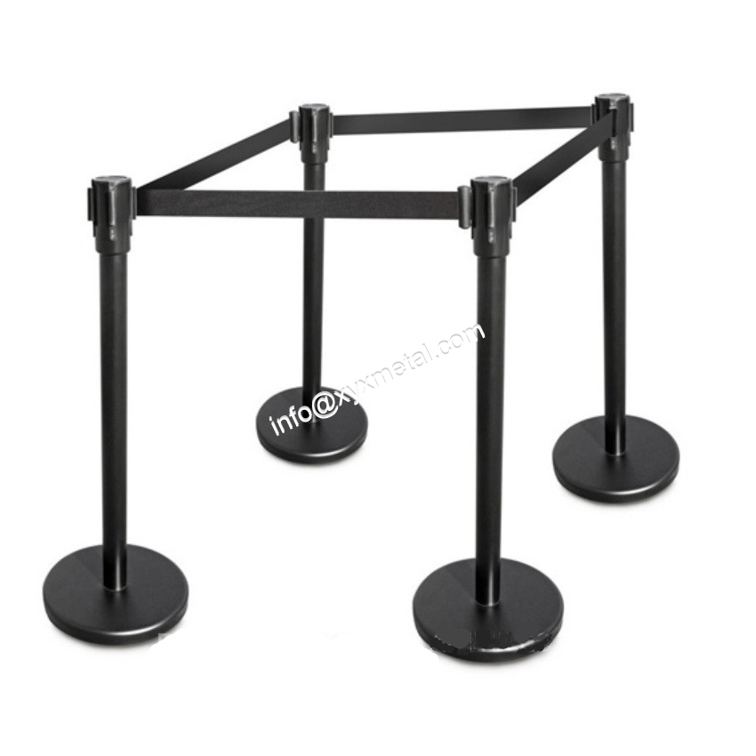 Powder Coated Metal Queue Line Retractable Belt Stanchion