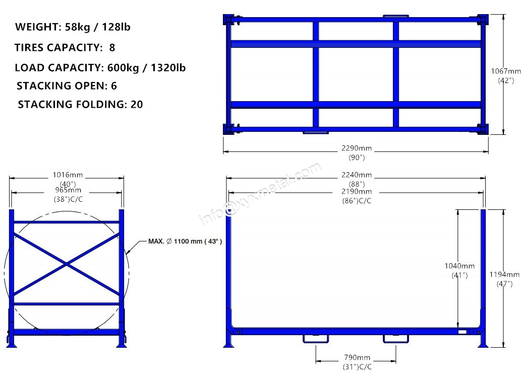 details of truck tire racks