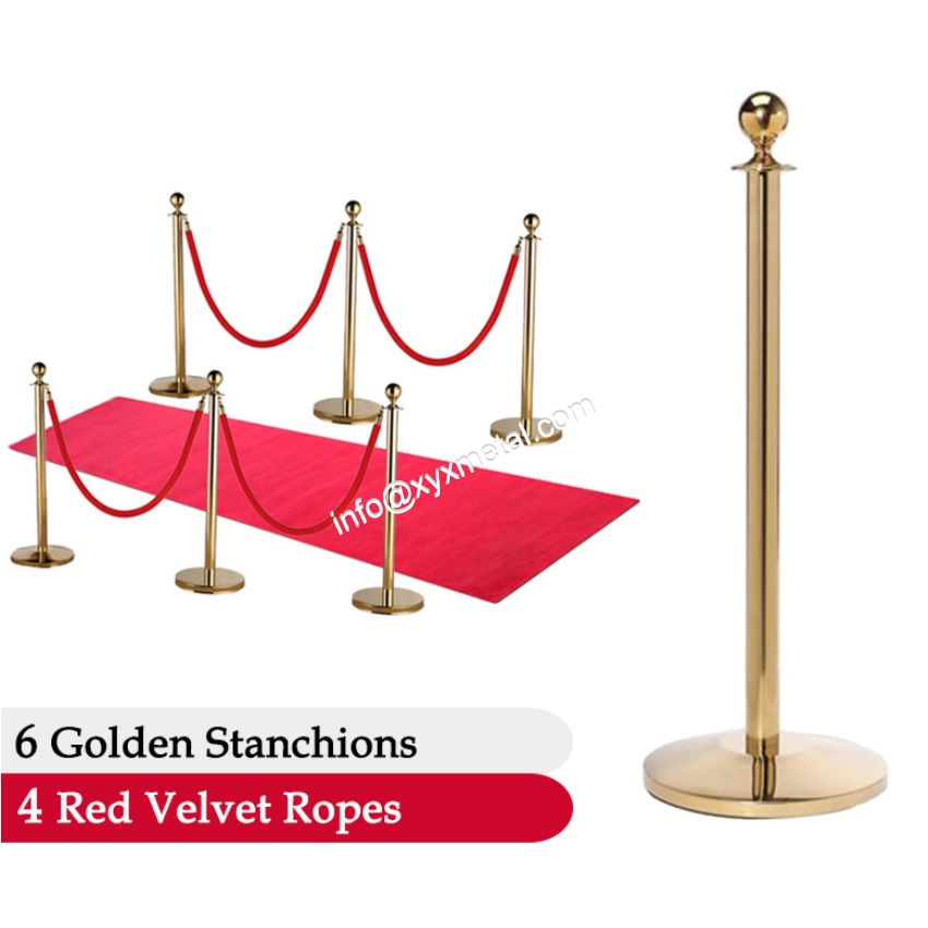 Brass Plated Rope Stanchions with Red Velvet Rope