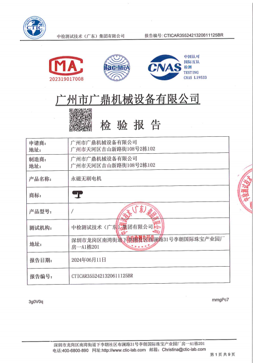 永磁电机检测报告