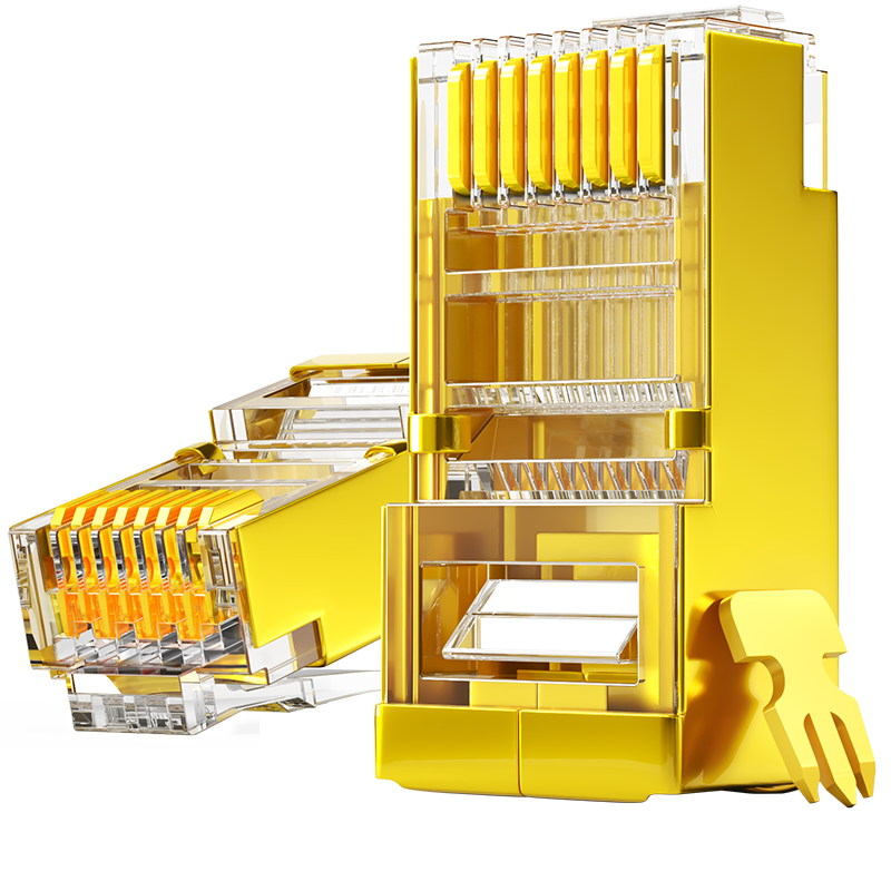 安普康AMPCOM六类屏蔽水晶头透明色AC6350WH（铜壳）