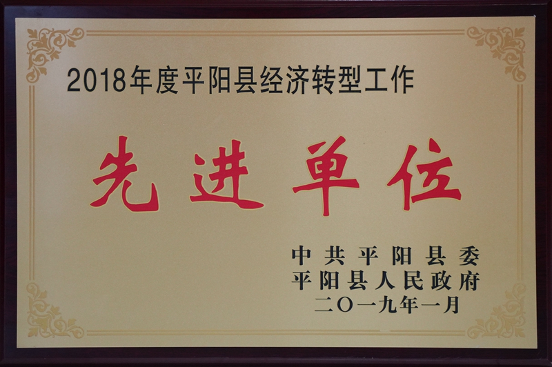 2018年度平陽(yáng)縣經(jīng)濟(jì)轉(zhuǎn)型工作先進(jìn)單位