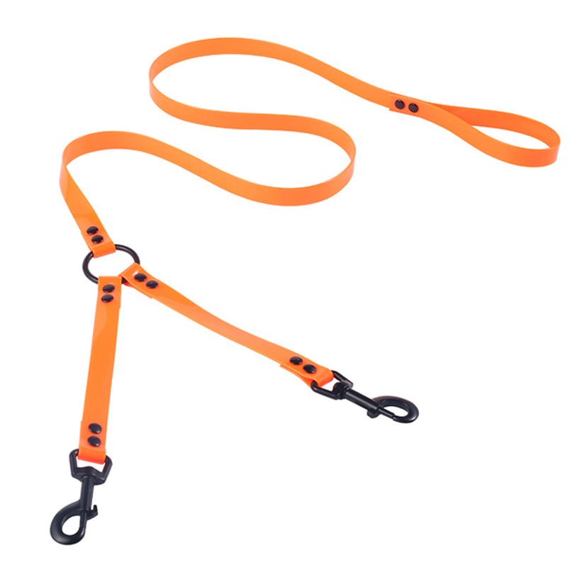 包胶TPU一拖二牵引绳/防水牵引绳