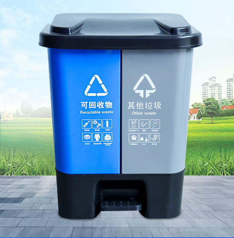 HD08-60-一体盖分类垃圾桶