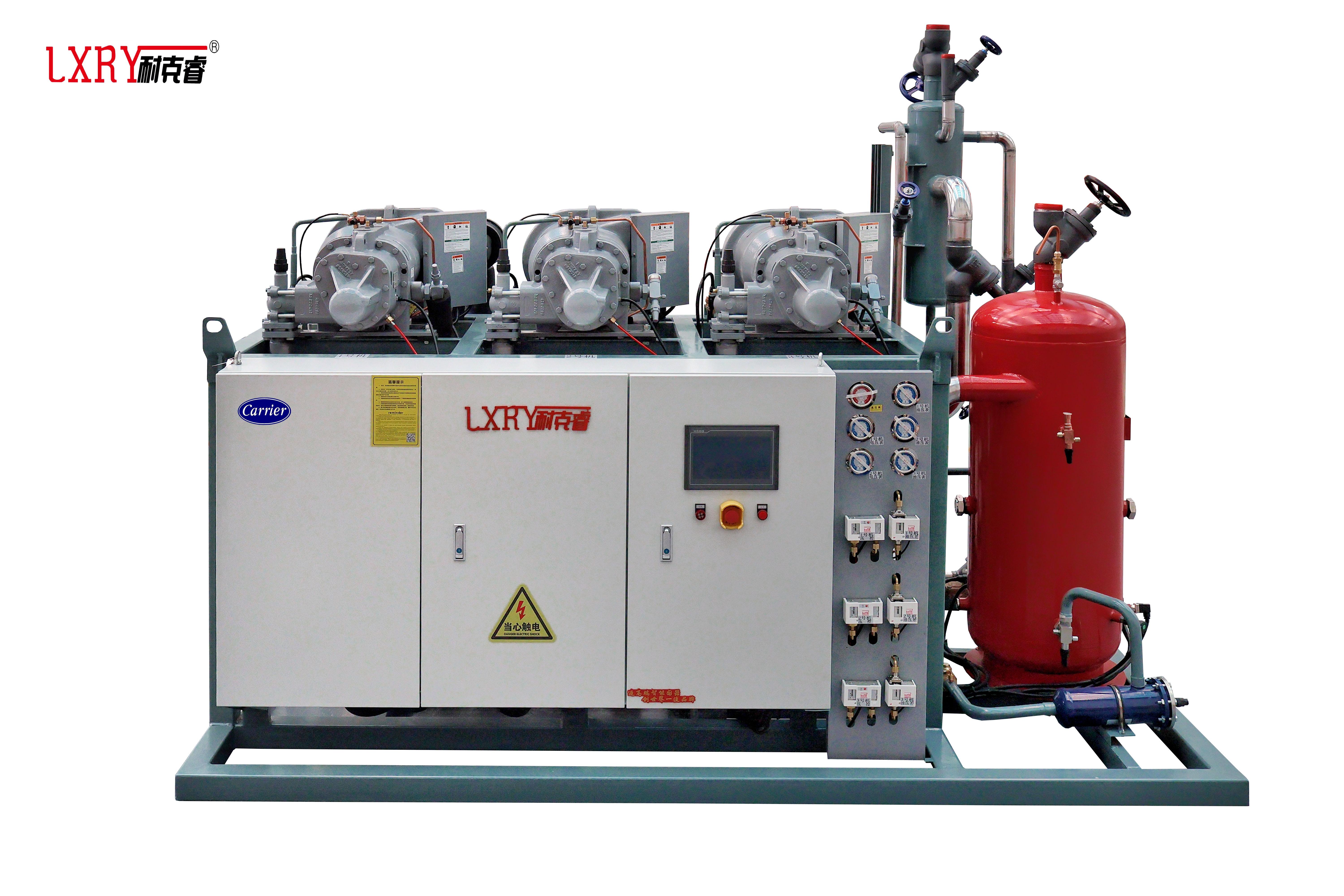 65P高温+低温开利三并联双回气螺杆压缩机组