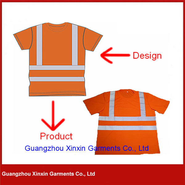 Custom Design Cheap Round Neck Reflective Orange T Shirt(W78)