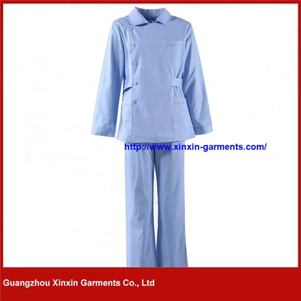 100%Cotton Customized Long Sleeve V Neck Doctor Nurse Medical Hospital Uniform Clothes (H128)
