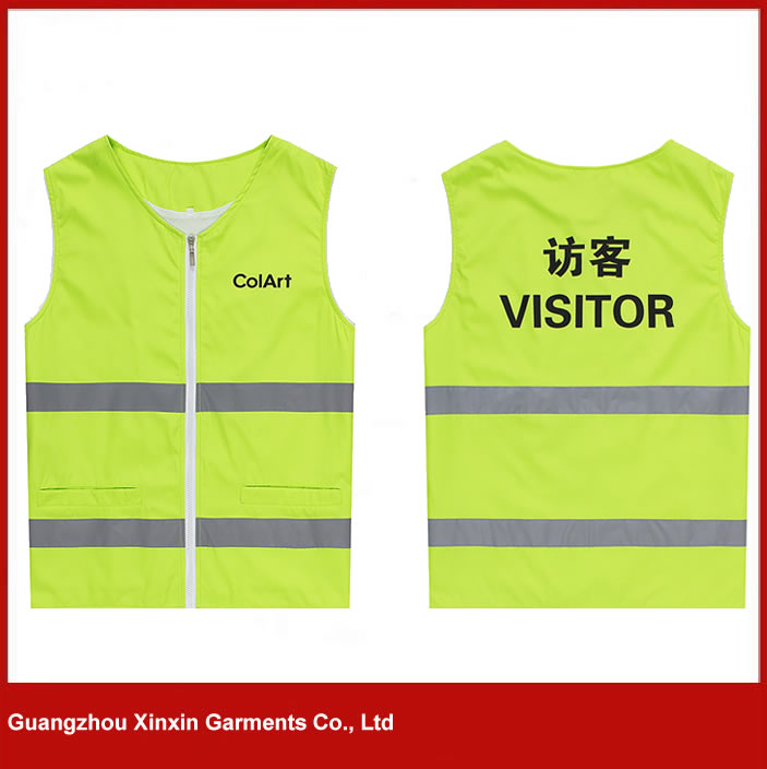 2 Pockets Neon Green Safety Vest with Reflective Strips (V09)