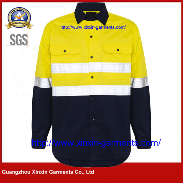 Cool Hi Vis Women's Cotton Drill Shirt – Yellow/Navy W2427