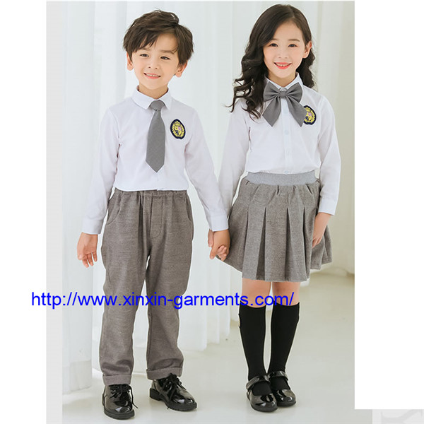American Style Patterns Girls School Uniform Design With Skirt Pictures Girls Uniform (U174)