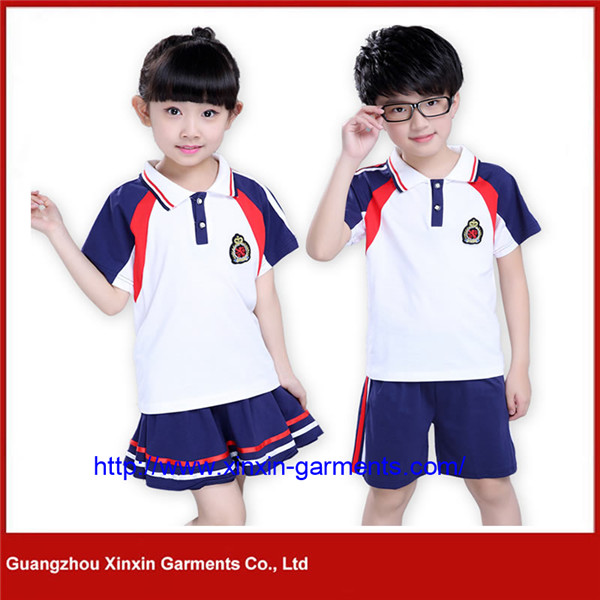 Child Summer Cotton School Uniform, Kid School Shirt, School Wear (U110)