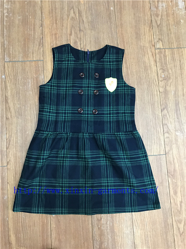 China Manufacturer Custom Good Quality Child Plaid School Uniform (U197)