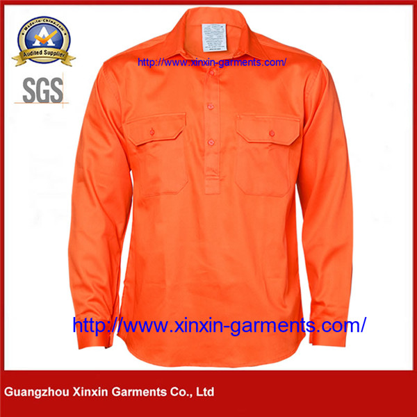 Close Front Cotton Drill Shirt - Long Sleeve W2437