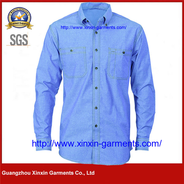 Cotton Chambray Shirt , Twin Pocket - Long Sleeve W2484