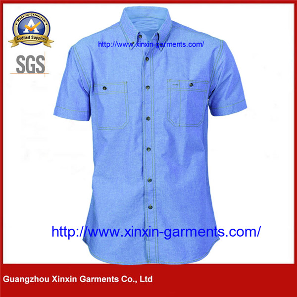 Cotton Chambray Shirt , Twin Pocket - Short Sleeve W2483