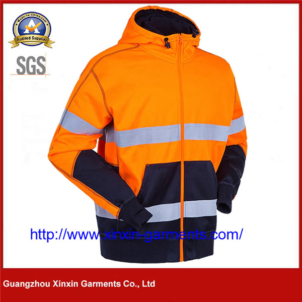 Fleece Hoodie Premium Construction Work Wear Hi Vis Reflective Safety Sweatshirt Sweater W2184
