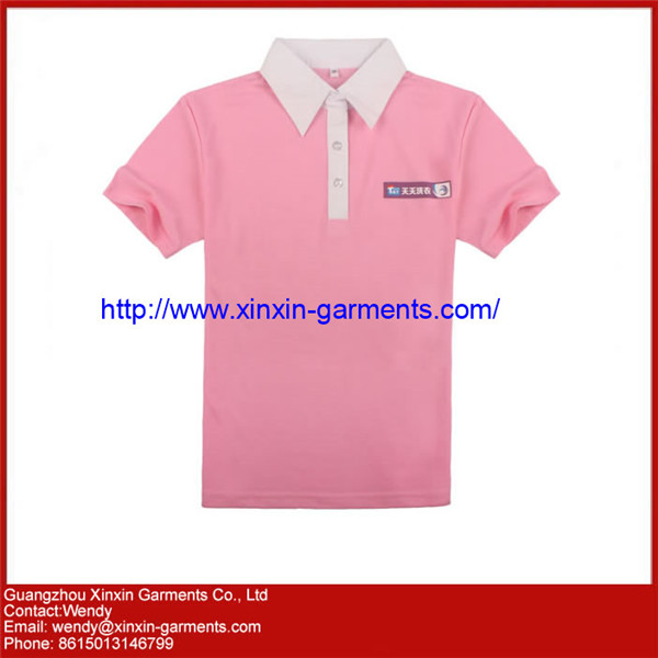 Custom Mens Pink Embroidery Promotion Cotton Polo Shirt (P41)