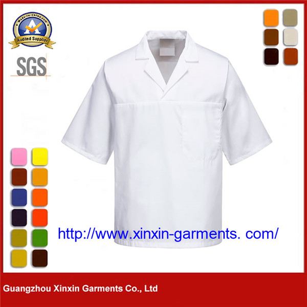 Custom Navy Blue Half Button 100 Cotton short Sleeve Drill Clothing Mens Work Shirt W2779