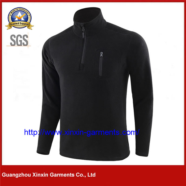 Customized Black Men's Polyester Heavy Weight Warm Winter Polar Fleece Jacket (J497)