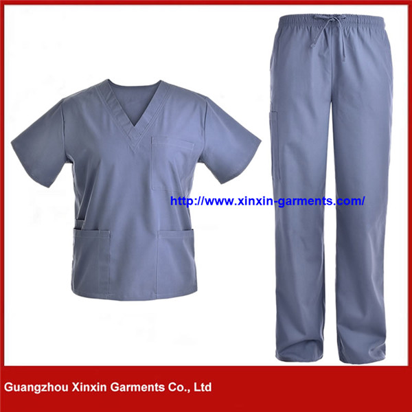 Customized OEM Service Simple Men's 3 Pocket V-neck Medical Nurse Hospital Scrub Tops (H117)
