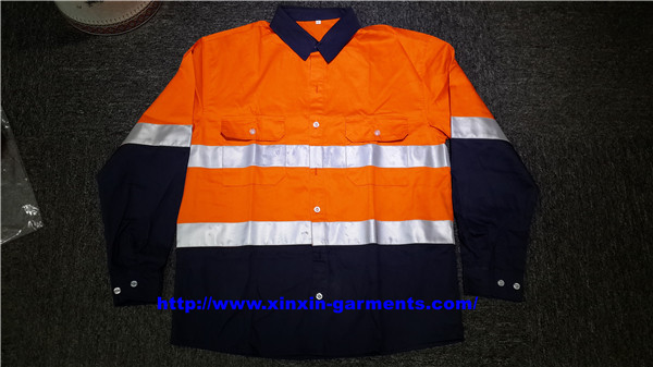 Customized Workwear Two Tone 3M Reflective Safety Work Hi Vis Shirt (W872)