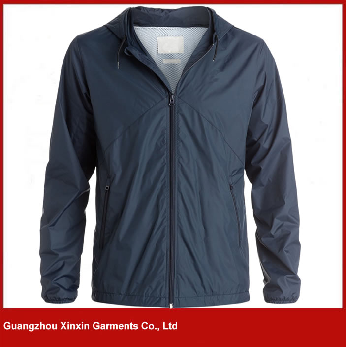 Customized waterproof dark blue nylon jacket for men and women