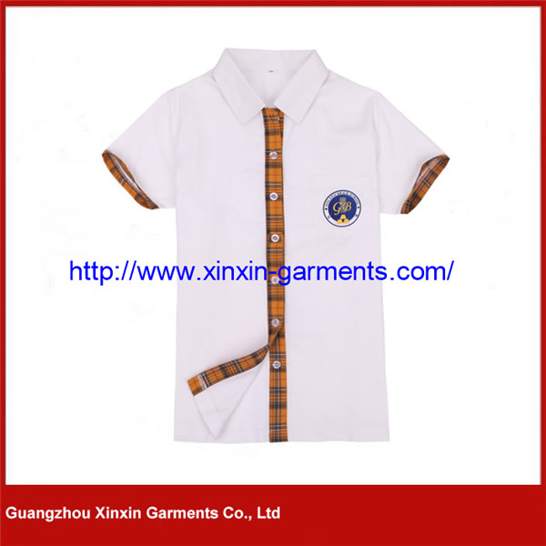 Girl School Wear Fashion Student Uniform Shirt With Button School Uniform (U17)