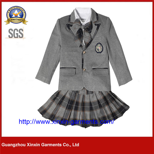 Girls' College Wind Pleated Skirt Set Navy Blue School Uniform Offical Shirt (U177)