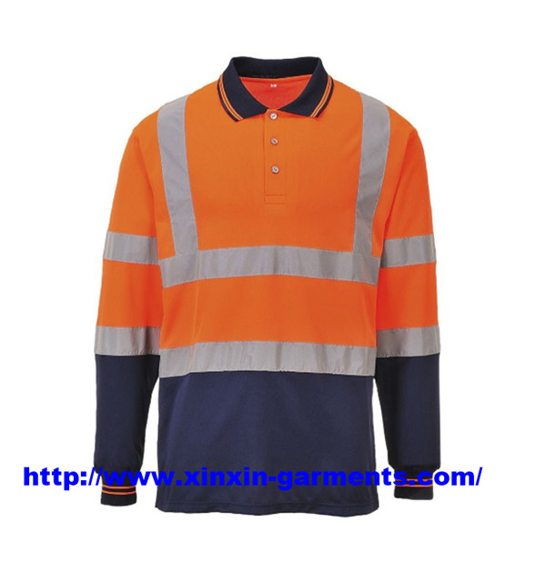 Hi Vis Reflective Safety Long Sleeve Shirt, Mens Security Orange Reflective Safety Clothes (W898)