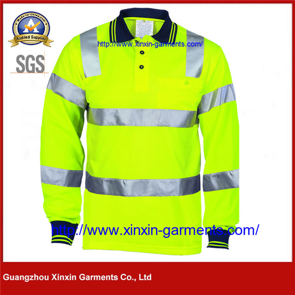 Hi Visibility Long Sleeve Cool Dry Micro-mesh Safety Polo W2411