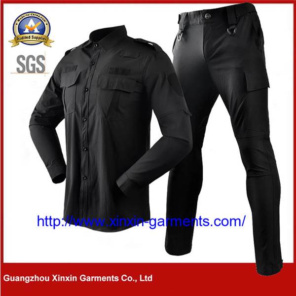 High Quality Long Sleeve Black Security Guard Uniform (W2116)