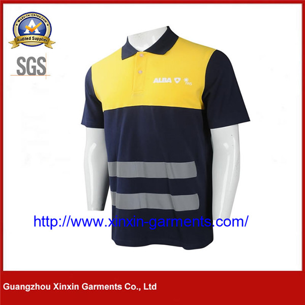 High Visibility 100% Polyester short Sleeve Bird Eye Pique Polo Tshirts Workwear W2198