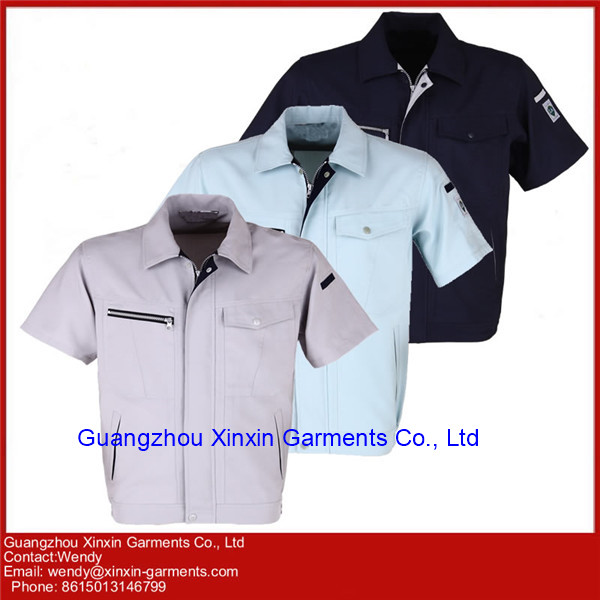 Customized Logo Polyester Cotton Short Sleeve Mens Workwear Mechanic Uniform Work Shirts W321