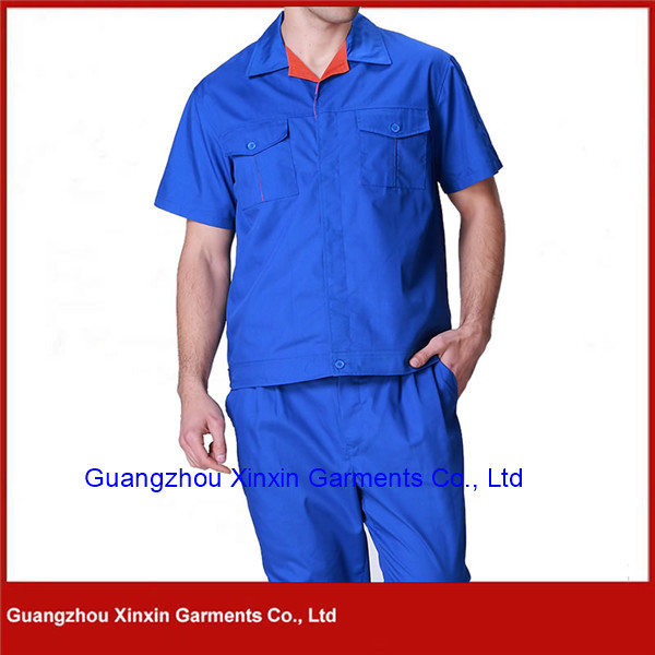 Industrial Protective Cotton Polyester Work Suit blue color mechanic workwear uniform W461