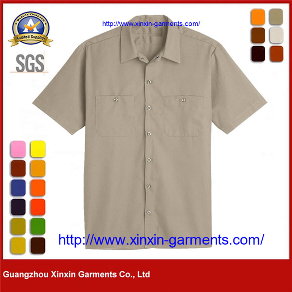 Khaki Poly cotton Dry Fit Construction Work Wear Shirts For Men W2652