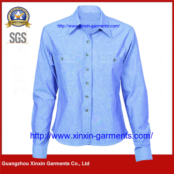 Ladies Cotton Chambray Shirt - Long Sleeve W2488