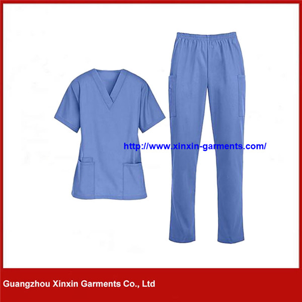 Light Blue Ladies Nurse Uniform Hospital Medical Scrubs Wholesale (H130)