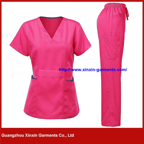 Low Price 6535 Poly Cotton Medical Scrub Suit Short Sleeve (H119)