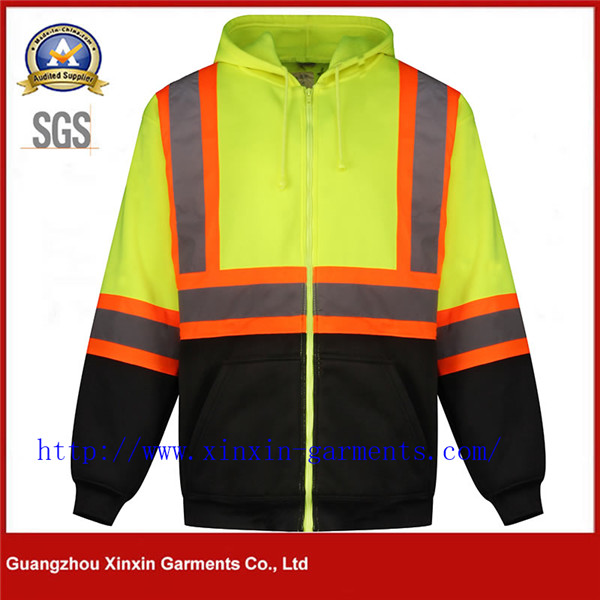 Men's Class Hi-Vis Hooded Quality Shirt Jacket Safety Workwear (W981)