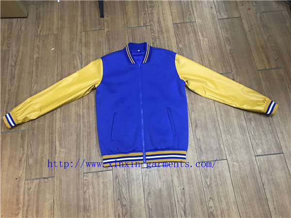 Men's Embroidery Baseball PU Jackets Coats Slim Fit Pilot Leather Jackets (J581)