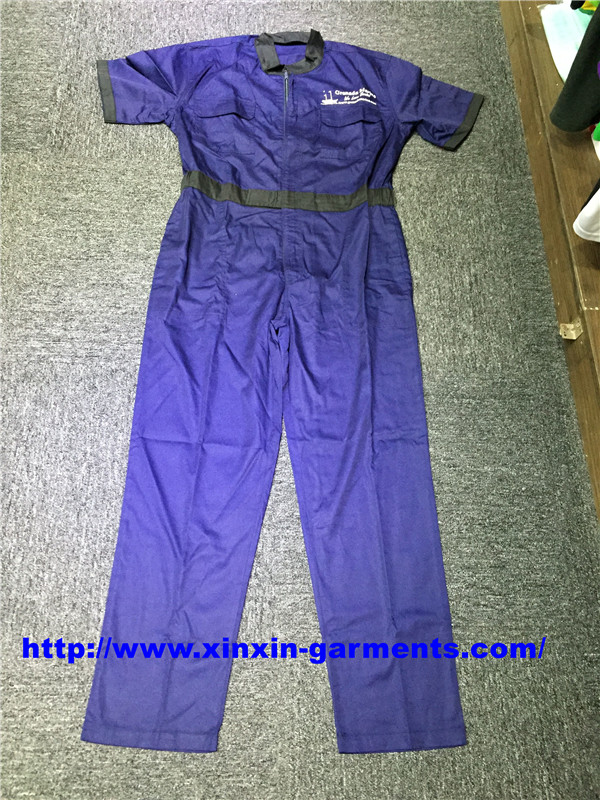 Men's Short Sleeve Coverall with Elastic Waist Zip Front Cargo Workwear (W900)