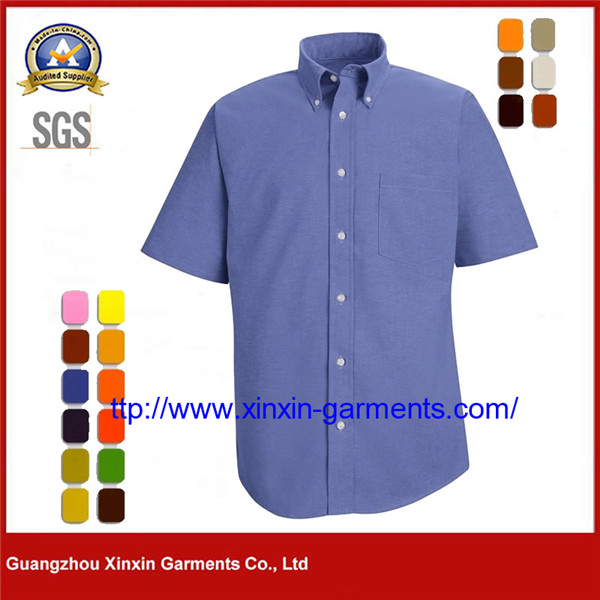 Men's short-sleeved shirts in high cotton solid color W2569