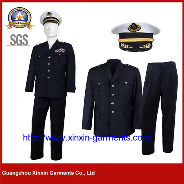 New Design Best Black Color Security Guard Uniform Security Office Janitor Uniform (W2117)