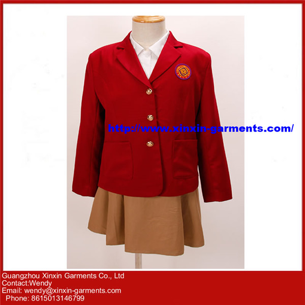 New Wholesale Cheap Red Primary School Uniforms Kids School Wear Design (U61)
