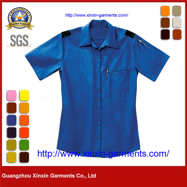 OEM Corporate Workers Uniform Ladies Short Sleeve Shirt W2635