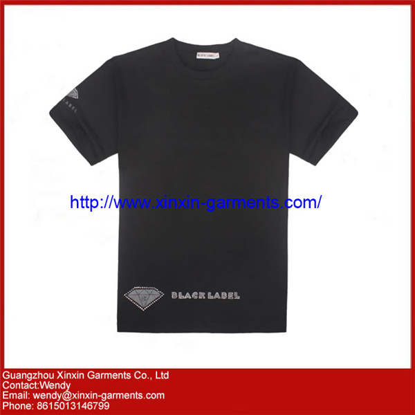 OEM Men's Round Neck Cotton Blank Black Promotion t-shirt (R53)